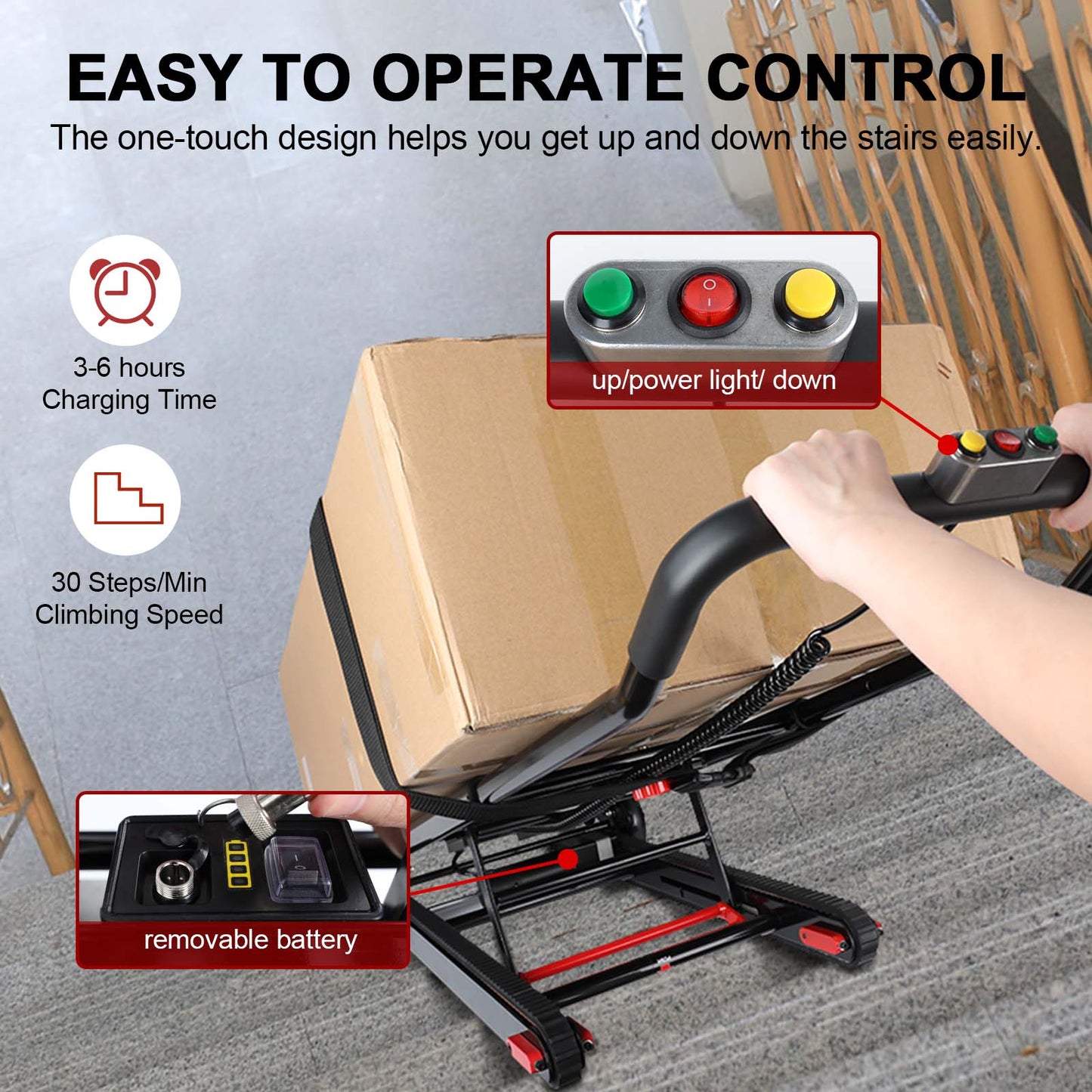 Riosoc Portable Motorized Stair Climbing Hand Truck Cart (160lbs Max Load)
