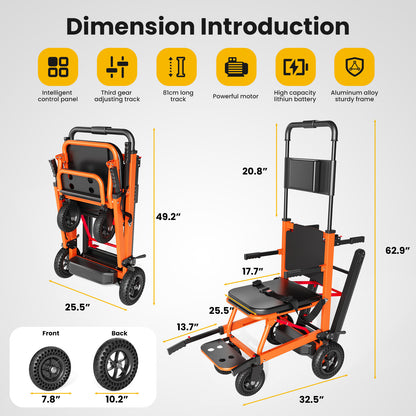 Riosoc YHR-LDO1 Electric Stair Climbing Chair – 440 lbs High Capacity, Foldable & Portable Heavy-Duty Mobility Solution
