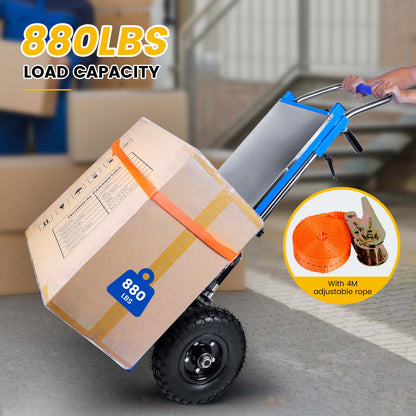 Riosoc Carbon Steel Heavy-Duty Electric Stair Climbing Dolly (880lbs Max Load) – Powerful 1200W Motor, 10-Inch Tires, Adjustable Safety Strap for Easy Lifting